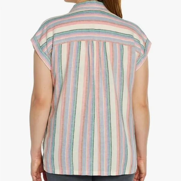 Orvis Women's Short Sleeve Linen Blend‎ Button-Up Shirt Size Medium - Image 3