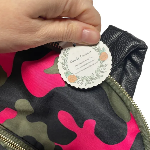 Candy Couture Camouflage Pink/Green Backpack With‎ Black Straps - Image 3