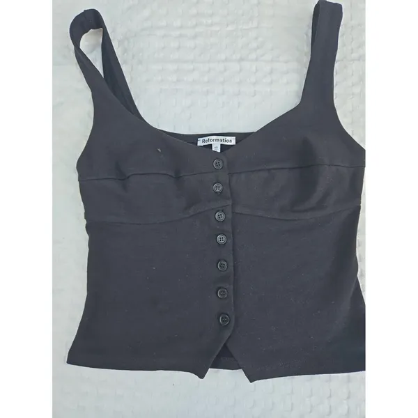 Reformation Womens Black Button Front Corset Cami Tank Top Sleeveless XS - Image 3