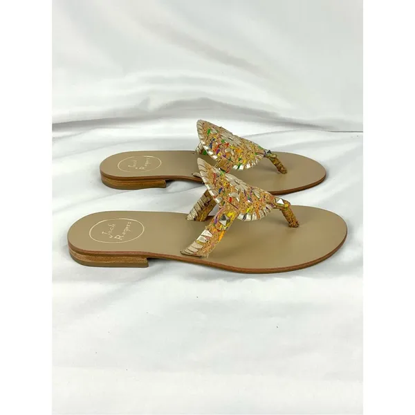 Jack Rogers Georgica Sandals Cork Multicolor Rainbow Accents Sz 7 - Image 3