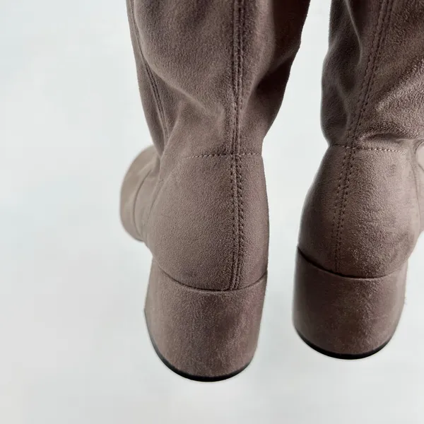 Nine West Felipe 2 Over the Knee Boot beige taupe block heel round toe size 6.5 - Image 8