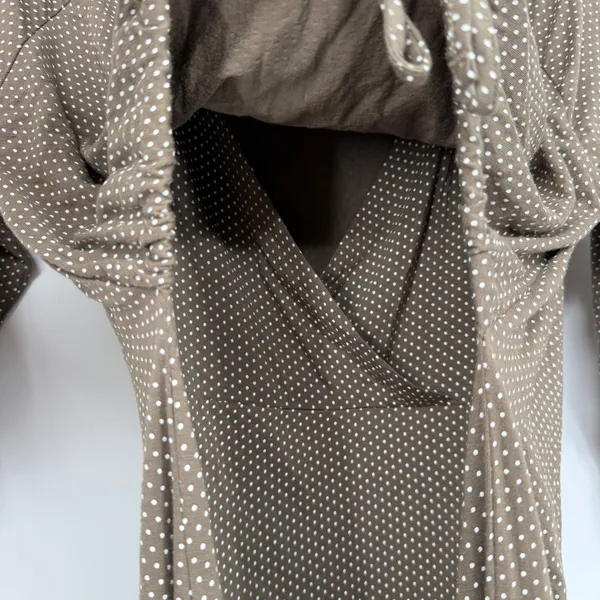Latched Mama Brown Polka Dot Nursing Maternity‎ Midi Dress Large 3/4 Sleeve - Image 5