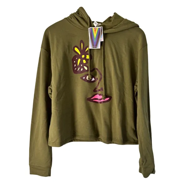 Target Pride Blu BlackBoyBe Olive Green Graphic Cropped Hoodie Sweatshirt Small‎ - Image 8