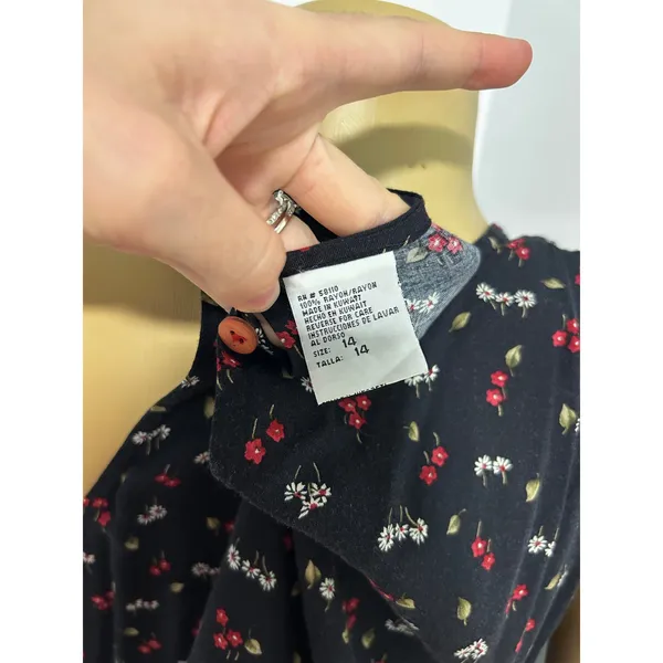 Studio Ease Black Floral Sleeveless Maxi Dress 14 Cottagecore Vintage 90s y2k - Image 8