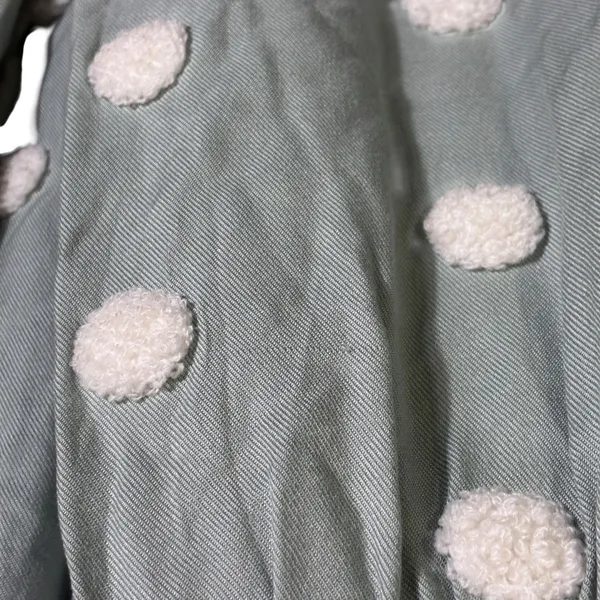 Blu Pepper Womens Babydoll Polka Dot Tiered Dress Size L Sage Green Cottagecore - Image 9
