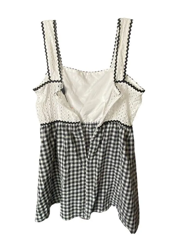 Cider Women's Size Large Eyelet Embroidered Mini Dress White Black Zip Up NWT - Image 4