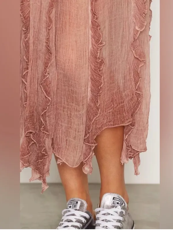Free People‎ Follow Me Ruffle Skirt size 12 Boho Flowy Airy Ruffle Romantic - Image 13
