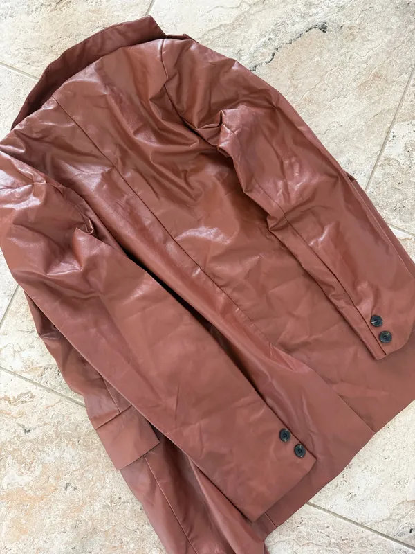 Princess Polly Brown Leather Blazer - Image 4