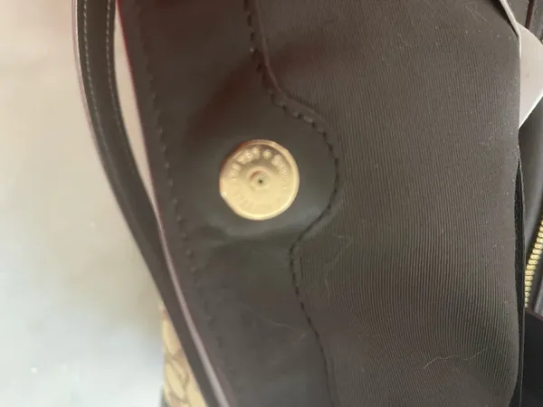 Coach Lexy Shoulder Bag F27579 Signature Jacquard Khaki Brown Leather Handbag - Image 8