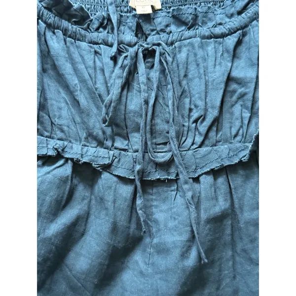 Anthropologie Pilcro Puff-Sleeve Babydoll Romper Playsuit XL Blue Cotton Ruffle - Image 6