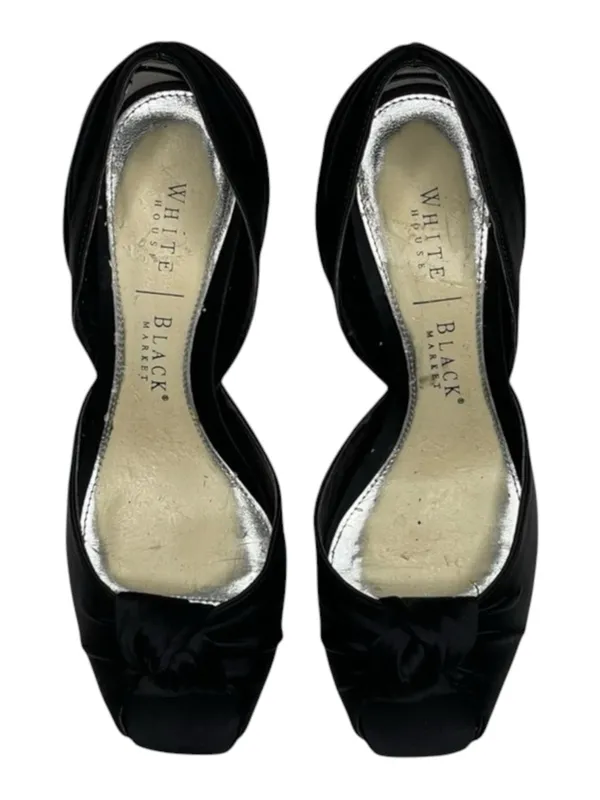 White House Black Market WHBM ❁ Satin Knot Peep Toe D’Orsay Heels ❁ Black 6M ❁ - Image 9