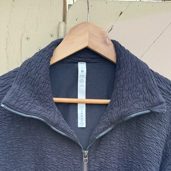 lululemon athletica Textured Black Knit Bomber Jacket - Image 3