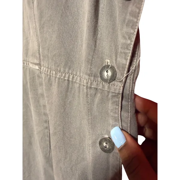 One‎ World Maxi Dress Women Medium Green Vintage Button Side Cross Back Cotton - Image 5
