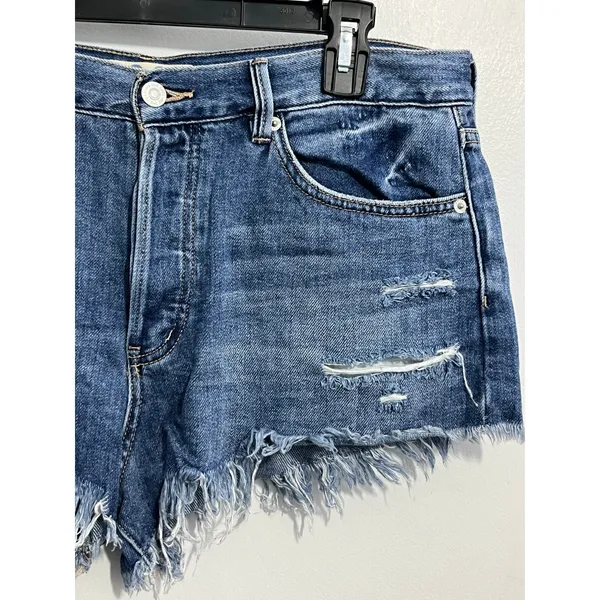 Free People Cut Off Jean Shorts Size 30 High Rise Button Fly Distressed Festival - Image 2