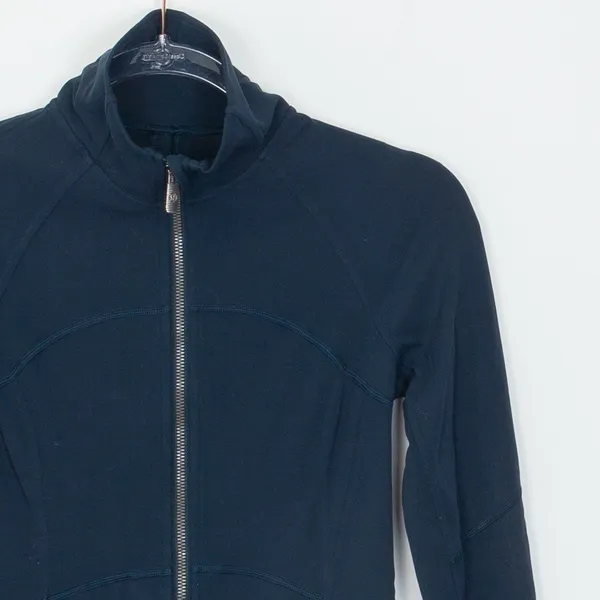Lululemon Contour Full Zip Jacket Womens Size 4 Nocturnal Teal Thumbholes - Image 2