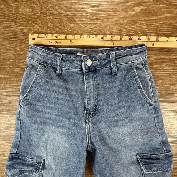 KanCan Estilo Cargo Flare Jeans Women's 23 Blue High Rise Wide Leg Utility Y2K - Image 6