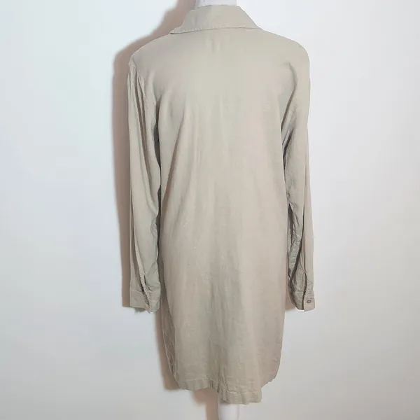 Michael Kors Khaki Linen Blend Mini Shirt Dress with Sash Size Small - Image 5