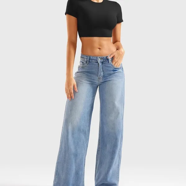 NWOT Short Sleeve Double Lined Crop‎ Top - Sz Small - Image 5