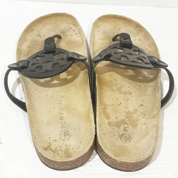 Tory Burch‎ Miller Cloud Patent Cork Black Thong Sandals Size 9 - Image 4