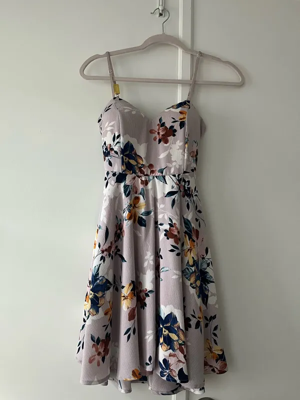 Windsor Lilac/Light Purple Floral Tie-Back Bow Mini Dress - Image 5