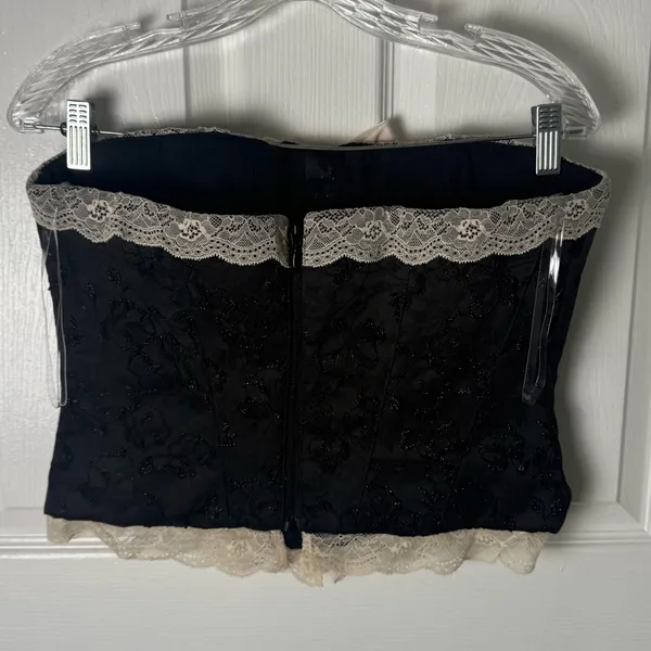 House of CB Perdita Black Metallic Jacquard Corset M - Image 5