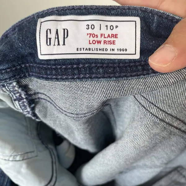 GAP '70s Flare Low Rise Denim Jeans Pants Blue Cotton Women's Size 10 Petite - Image 9