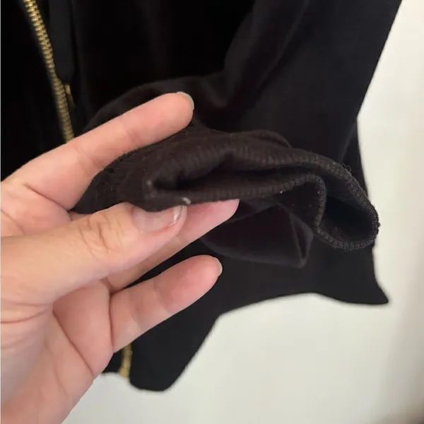 White Mark Velour Zip Up Hoodie Size L Black - Image 5