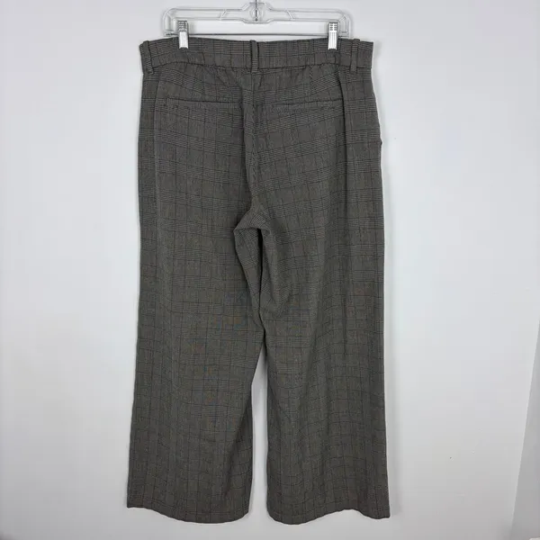 American Eagle Poppy Trouser Wide Leg Grey Plaid Academia Career Pant Size 12 - Image 6
