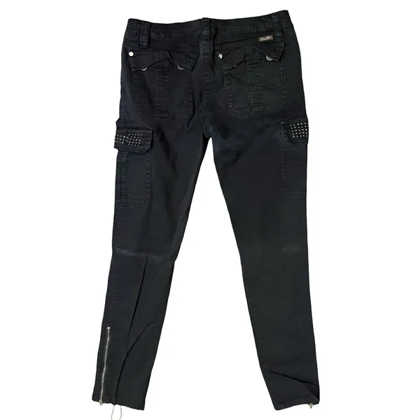 Miss Me Black Rhinestone Low Rise Skinny Cargo CP12468 Pants Jeans size 30 - Image 9