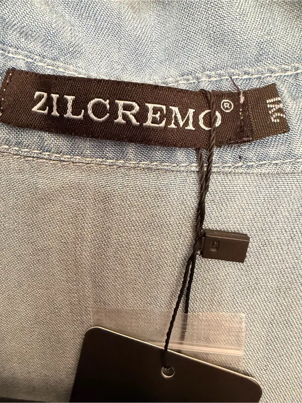 Zilcremo Light Wash Denim Short Sleeve Shirt Dress NWT - Image 4
