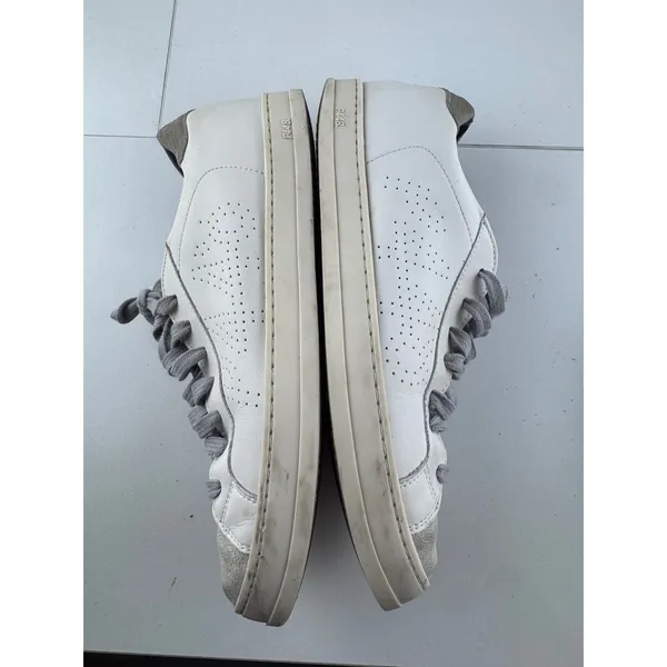P448 John Womens White‎ Leather Suede Low Top Sneakers Size 38 7.5 8 - Image 6