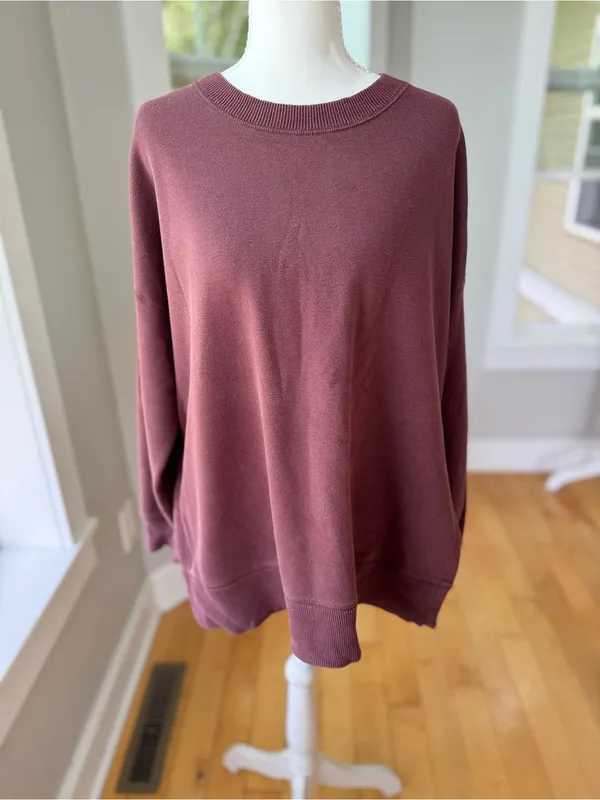 Aerie Rosewood Oversized Baggy Crewneck Sweatshirt Size Small - Image 8