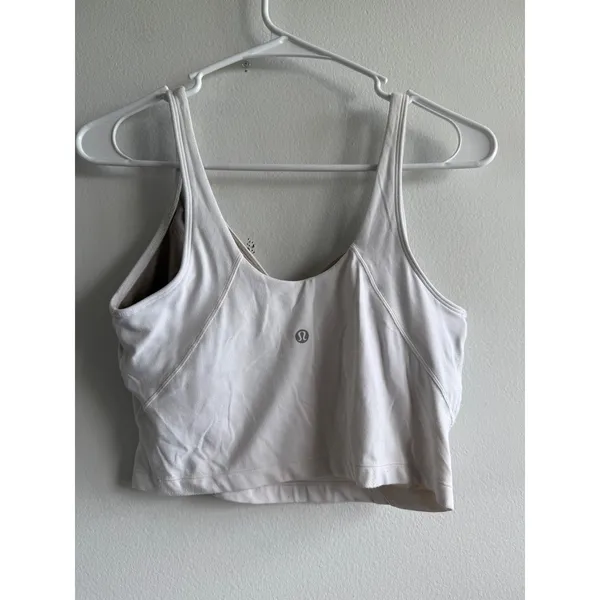 Lululemon Align Tank Top White Nulu Cropped Yoga Bra 8 LW1CRTS - Image 2