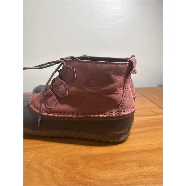 Sorel Out N About Duck Boots Womens Size 10 Red Leather Casual Lace Up Ankle - Image 2