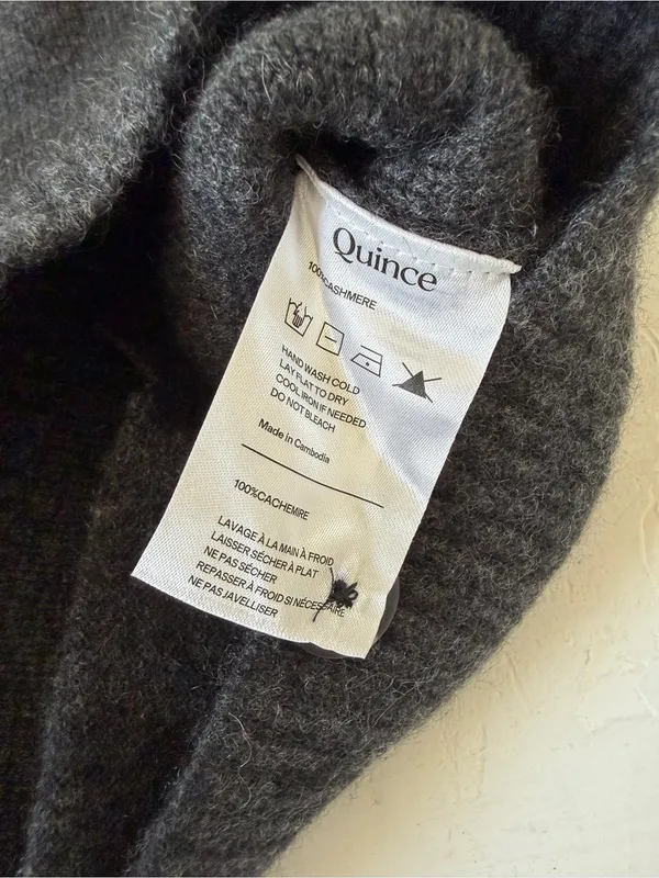 Quince 100% Mongolian Cashmere Structured Cardigan Grey Charcoal Size XL - Image 6