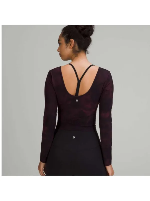 Lululemon Align Long Sleeve Shirt Diamond Dye Cassis Black Sz 4 - Image 2