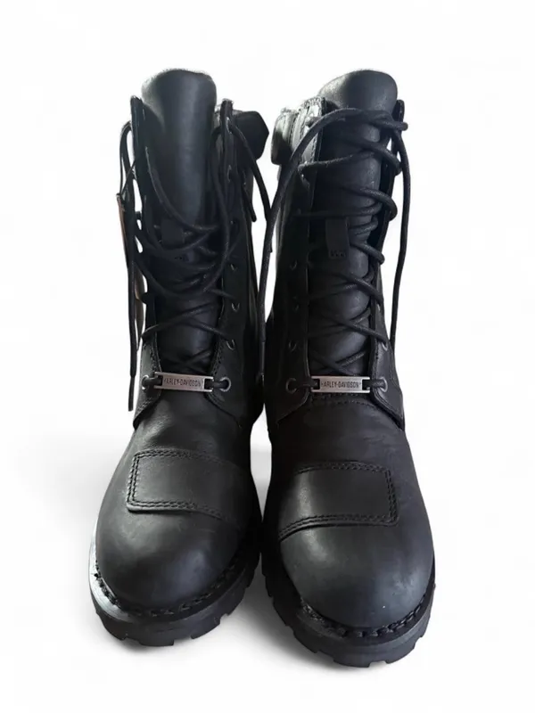 Harley-Davidson Black Lace-Up Buckle Combat Boots - Image 3