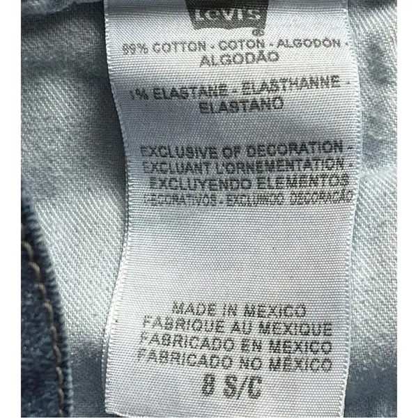 Levi's Mid Rise Skinny Cut Off Denim Shorts Womens 8 Blue‎ Distressed Raw Hem - Image 8
