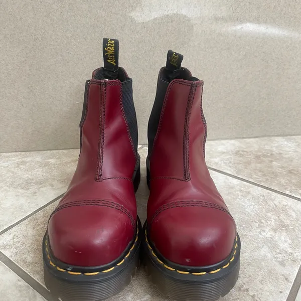Dr Martens 2A43 Max Platform Chelsea Boots Cherry Red Leather MADE ENGLAND US 6 - Image 2