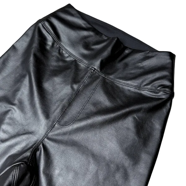 Offline By Aerie Real Luxe Faux Leather Hi Rise Leggings Size XS Black Biker New - Image 4
