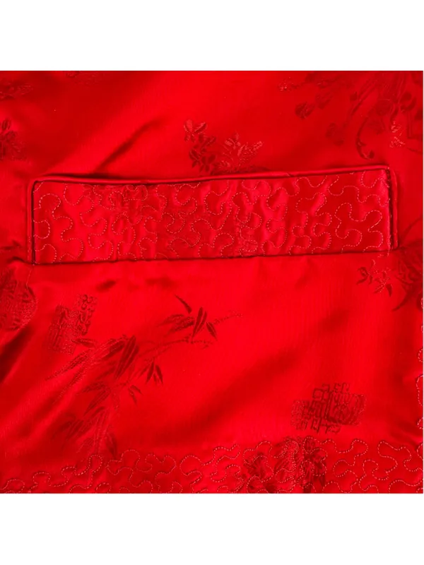 Peony Asian Kimono Jacket REVERSIBLE Blue Floral or Red Shanghai China Vintage L - Image 10