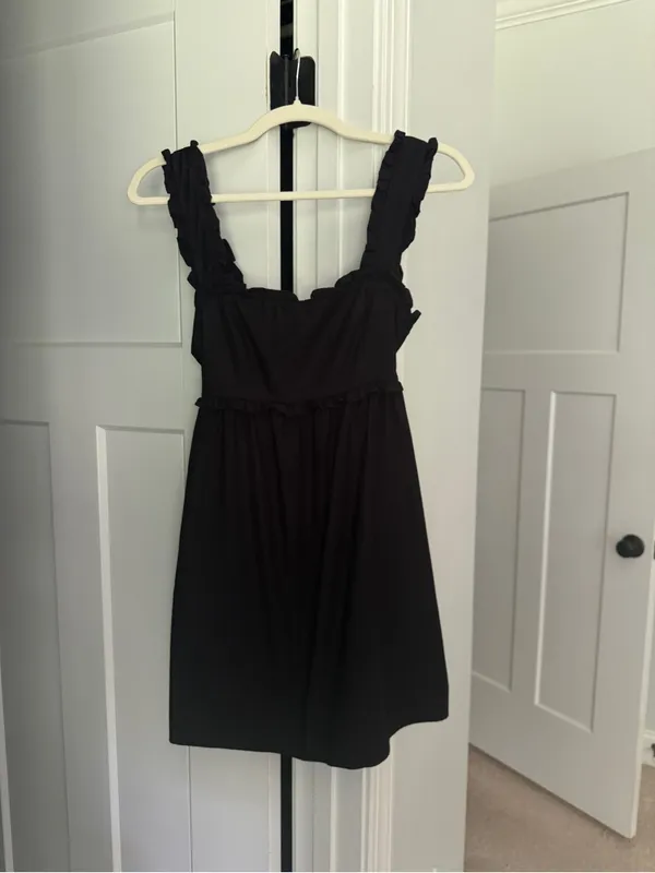 Reformation Lilah black tie back mini sleeveless dress - Image 3