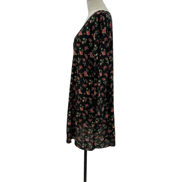 ASOS Floral Print‎ Black Pink Green Button Front Mini Tunic Dress Size US 12 - Image 4
