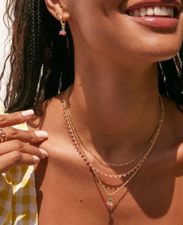 Kendra Scott Kelsey Gold Strand Necklace in Pink Enamel - Image 2