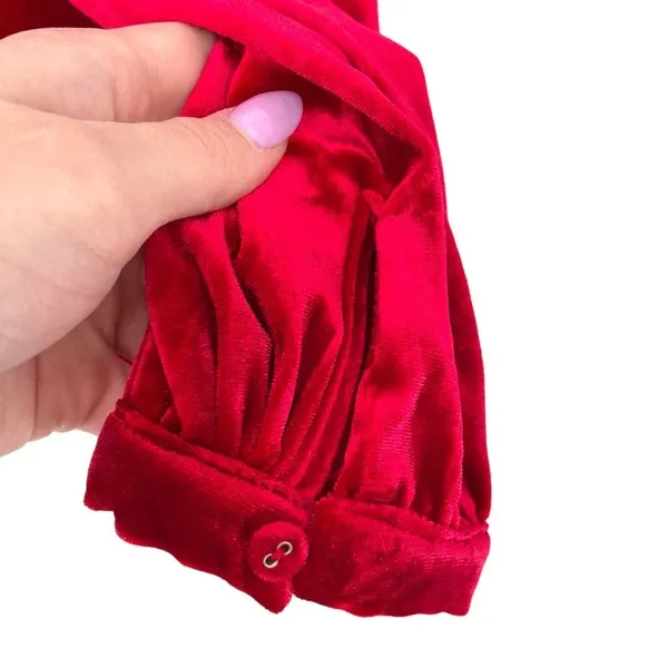Yumi Kim Tie Me Over Red Velvet Dress Long Sleeve Wrap‎ Tie Size Large - Image 11