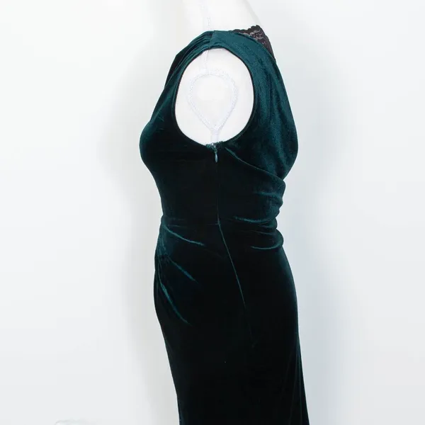 Lulus All The Luxe One Shoulder Green Velvet Lace Mini‎ Tulip Dress Womens XS - Image 6