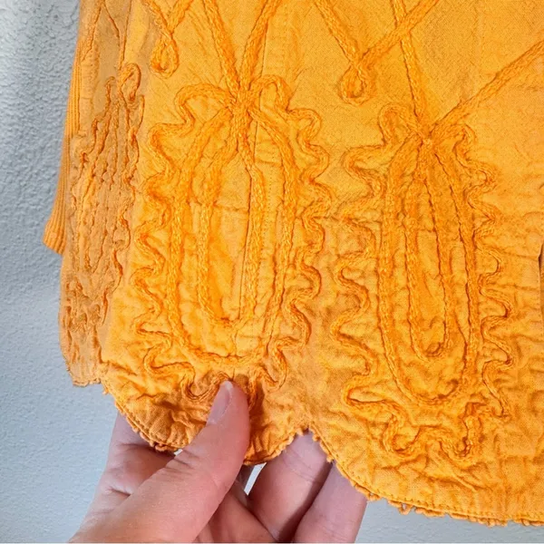 G Designs Orange Embroidered Boho Blouse Womens M Peasant Fairycore Renaissance - Image 9
