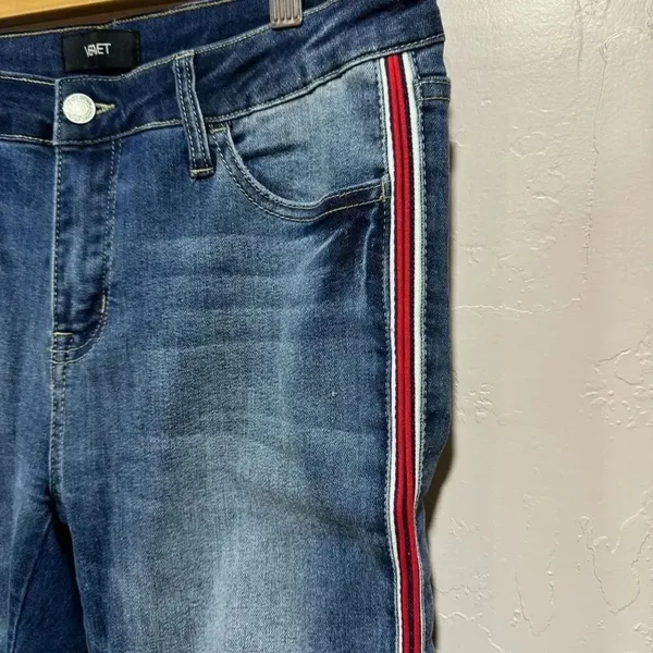 Vervet Ankle Skinny Jeans Red and White Stripes Size 28 - Image 3