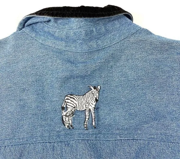 Vintage 100% Cotton Animal Print Denim Vest - Image 5
