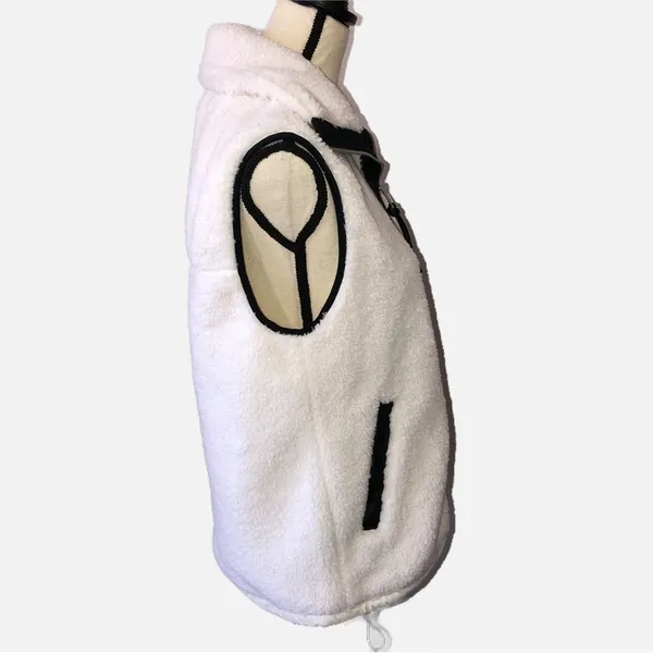 Abercrombie & Fitch Soft A&F Sherpa Fleece Vest Off White Black Size Small Zip - Image 3